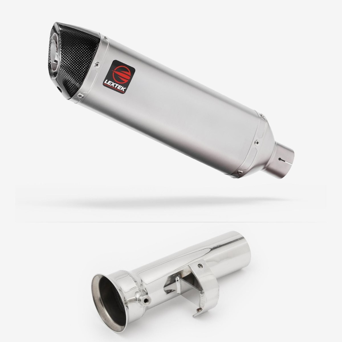 Lextek Stainless Steel VP1 Matt 300mm Exhaust with Link Pipe Silencer Chrome
