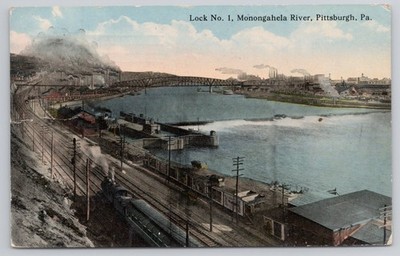 Vintage Lock Number One Monongahela River Pittsburgh Pennsylvania Postcard