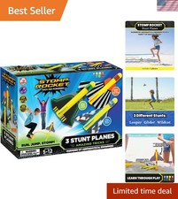 Kids' Adjustable Stunt Plane Launcher - 3 Foam Planes for Endless Outdoor Fun