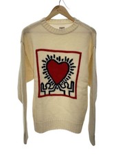 WACKO MARIA Knit Sweater Thick M Wool Ivory Heart