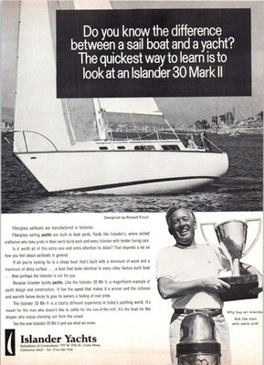 1971 Islander 30 Mark II 2 Sailing Yachts Yacht Vintage Print Ad 70s Wall Art