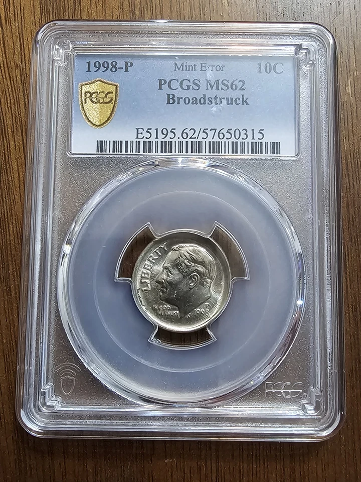 1998-P Broadstruck Roosevelt Dime Error Coin PCGS MS 62 With Trueview - Image 2 of 4