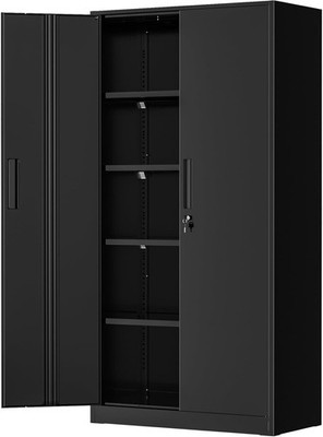 Greenvelly 72'' Locking Black Metal Garage Cabinet