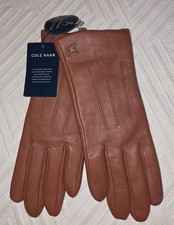 Cole Haan NEW Womens Leather Gloves MEDIUM Light Brown / Tan Touch Screen NWT