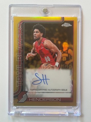 2025-26 Topps Chrome Update Scoot Henderson Auto Gold Refractor /50 Blazers