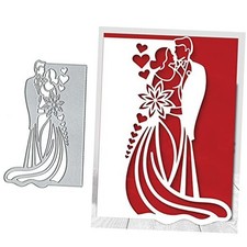 Wedding Couple Metal Die Cuts for Card Making,Valentine's Flower Love Heart