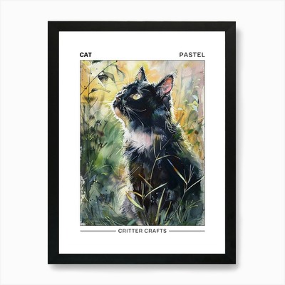 Katze Pastell Aquarell 3 Poster Kunst Gerahmt Wandbild Poster Leinwanddruck Bild