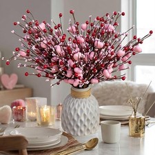 Valentines Day Decorations Floral Picks Stems - 8Pcs,16 Inch Artificial Pink