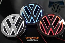 Chrome LED Emblem For Volkswagen VW Front Grille Rear Trunk 4.3" WHITE LED Light
