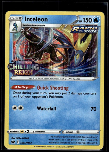 Pokemon Inteleon Holofoil SWSH113 SWSH Black Star Promos Promo
