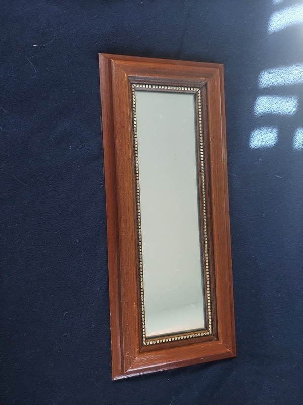 Small Decorative Mirror Rectangle Dark Wood Vintage 18" X 8" X 2"