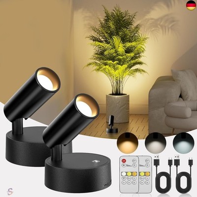 5500mAh Akku Wandleuchte Spotlight 2er Set mit Timer, 3 Farben Dimmbar Wandspot