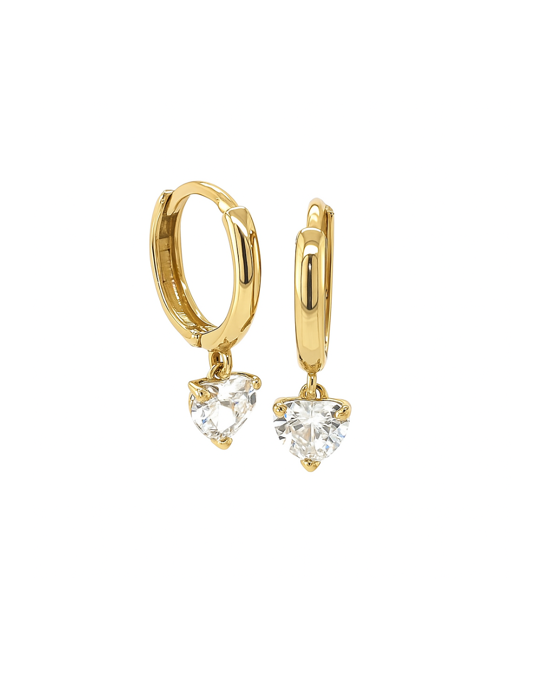 14k Yellow Gold Heart Shape Birthstone Huggie Earrings