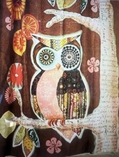 Whimsical Owl Shower Curtain With Brown And Multicolor Design