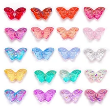 Mabor Butterfly Beads 100Pcs Crystal Butterfly Beads for Jewelry Making Glass
