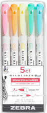Mildliner Double-Ended Brush Marker, Brush and Fine Tip Pen, Ideal for Bible Hig