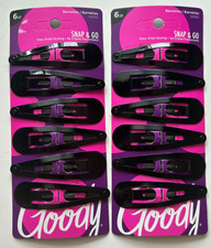 2 Goody Snap and Go 03250 Barrettes Snap Clip Black 6 Clips Ea
