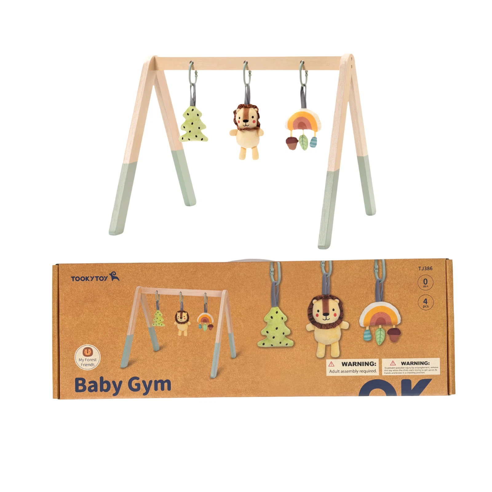 Tooky Toy Wooden Baby Gym Montessori Infant Activity Play Gym Hanging Toys