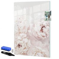 Glas Magnettafel Mit Schwarzem Marker 5 Neodym-Magneten Pfingstrosen Blumen