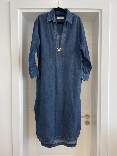 Valentino Garavani Chambray Kaftan Dress With V Gold Detail IT40 - Picture 1 of 10