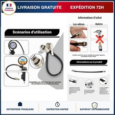 Tuyau Gonfleur Pneu Valve Schrader Flexible Caoutchouc pour Voiture Moto Vélo