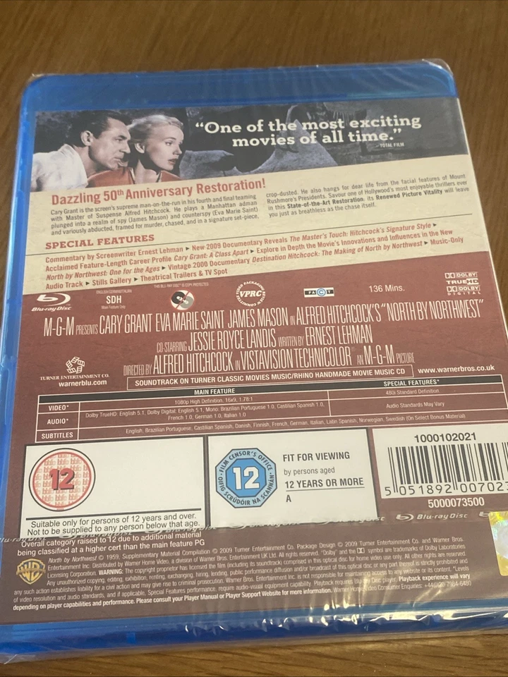 North By Northwest 50th Anniversary Blu Ray Region B Alfred Hitchcock Cary Grant - image 3 of 3