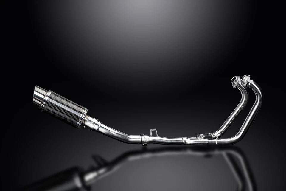 Silenciador de carbono redondo 2-1 8" escape completo Suzuki GW250 Inazuma 2013-2017 Foto 2 de 4