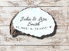 Personalized Oyster Shell Ring Dish – Wedding Favor – Custom Coordinates Gift