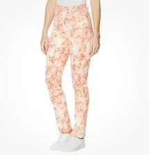 DG2 Diane Gilman Virtual Stretch Skinny Jean Coral Flower Print NEW size 8