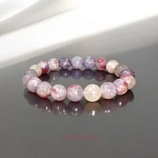 Pink Tourmaline Quartz Crystal Healing Bracelet Natural Stones 10mm