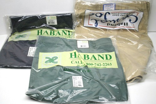 3pc Haband Casual Polyester Pants Navy Blue+Khaki+Green Mens Size 38 W 29 L New