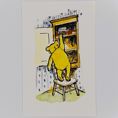 Classic Winnie the Pooh Postcard Honey Hunny Pot AA Milne EH Shepard Disney