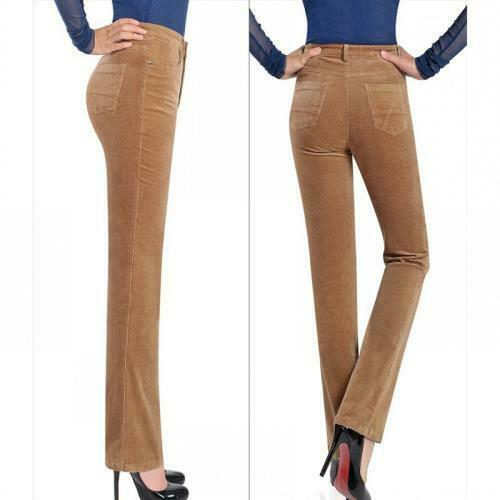 Womens Fall Winter Corduroy Pants High Waist Long Casual Straight Leg Trousers @ - Picture 11 of 20