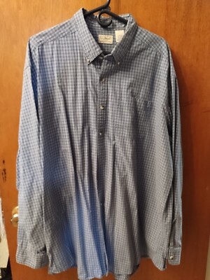 L L. Bean Mens Button Up XXL /Tall Shirt Blue Checkered 