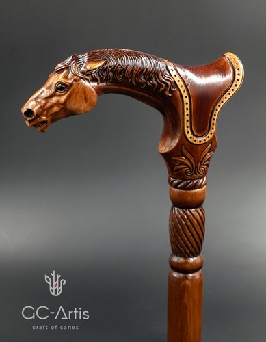 Horse Wooden Walking Cane classic accessory for men women ORIGINAL GC-Artis - Picture 12 of 16