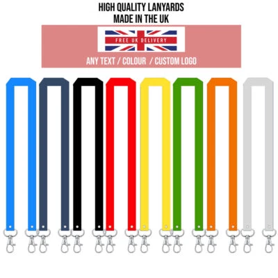 Printed or plain DOUBLE clip Lanyard - Personalised, custom, neck strap, ID CARD