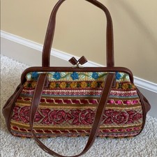 Isabella Fiore brown Rare beaded ribbon purse