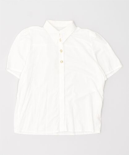 EKA kurzärmeliges Damenhemd Bluse IT 46 groß weiß Viskose Vintage QG04 - Bild 1 von 4