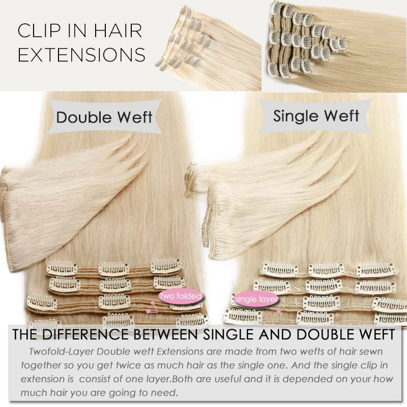 Extensiones de cabello humano 100 % real con clip doble 170G++ cabeza completa stock en EE. UU. Foto 3 de 4