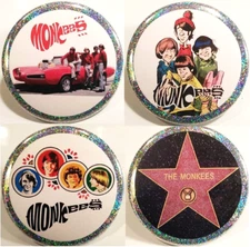 The Monkees PIN BUTTON LOT Pontiac GTO Caricature Cartoon Comic Rare Peter Tork