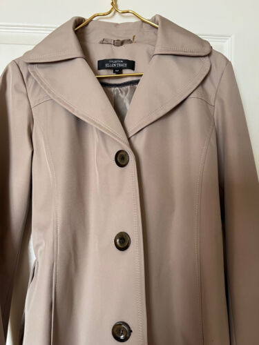 ELLEN TRACY Belted Trench Coat w Detachable Hood NWT -- Color Latte - Picture 2 of 9