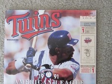 1991 AMERICAN LEAGUE CHAMPIONSHIP SERIES PROGRAM AND GAME 1 TICKET STUB. NR MT