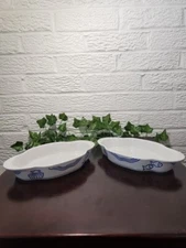Vintage Grestel Oval Baking Dish Fish and Seashell Design Set of 2