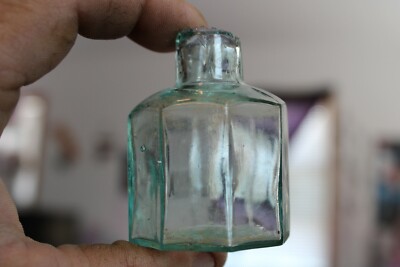 Antique 8 Sided Bright (Mint Blue) Ink Well, Item # A - 179