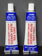 (2) Above Ground Vinyl Liner Pool Repair Adhesive - Works Under Water 1 floz ea