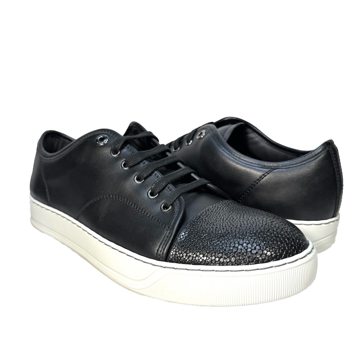 LANVIN Mens DDB1 Basket Cap Toe Leather Low Top Sneakers