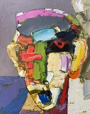 Original abstract painting oil on canvas board 8x10 in by Anastasiya Kimachenko