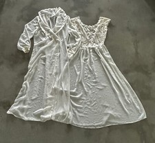Victoria's Secret Vintage Bridal Peignoir Set Gown Sz L Robe M/L Lace Sheer