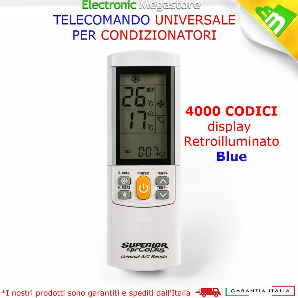 TELECOMANDO UNIVERSALE PER CLIMATIZZATORE CONDIZIONATORE D'ARIA - Immagine 2 di 3