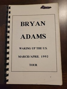Bryan Adams 1992 Tour Itinerary-Walking up the US Tour 2-NOT SOLD TO THE PUBLIC